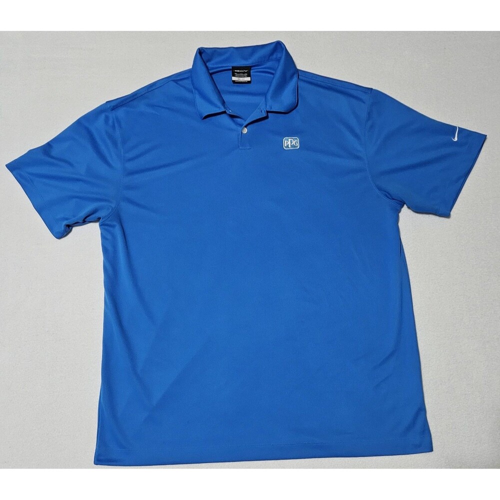 Nike PPG Golf PoloMens 2XL Shirt  Casual Button Blue Short Sleeve Golf